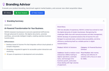 AI 產生的產品品牌摘要