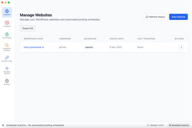 AutoPoster App 中的網站清單